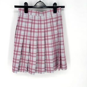 Pink Plaid Pleated Skirt